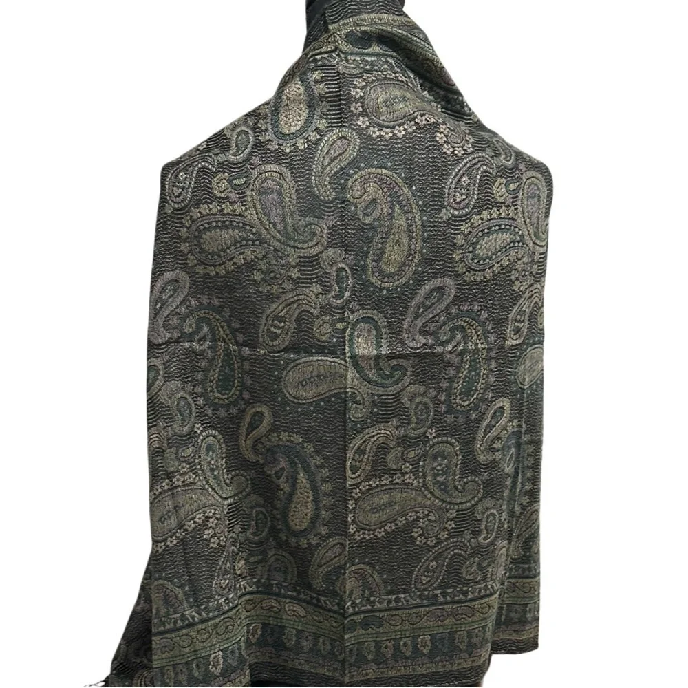 Elegant Shawl in Earthy Green- Versatile Wrap, Stole, Scarf, Veil, Soft & Cozy
